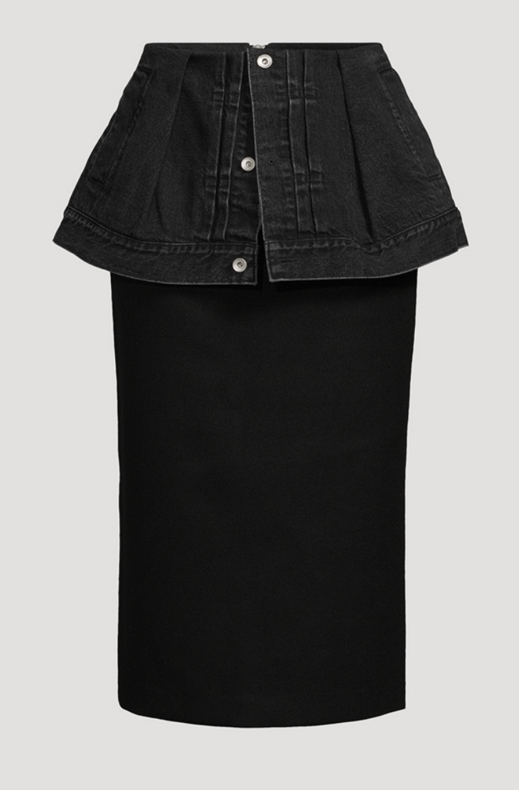 SACAI Denim Overlay Midi Skirt