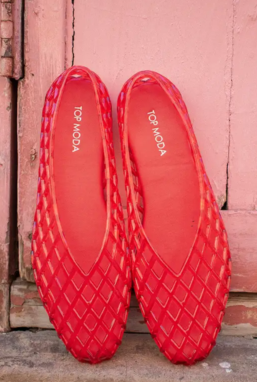 Top Moda Cocci Ashley Red Woven Jelly Flats