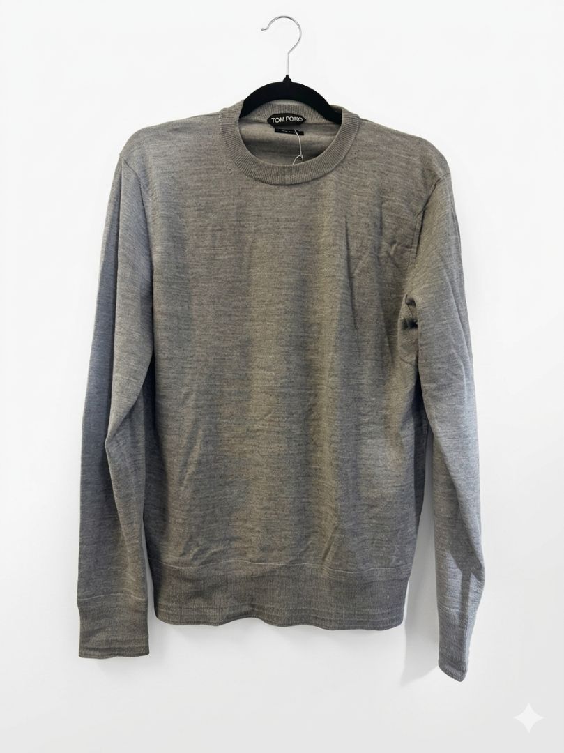 TOM FORD grey crewneck merino wool knit