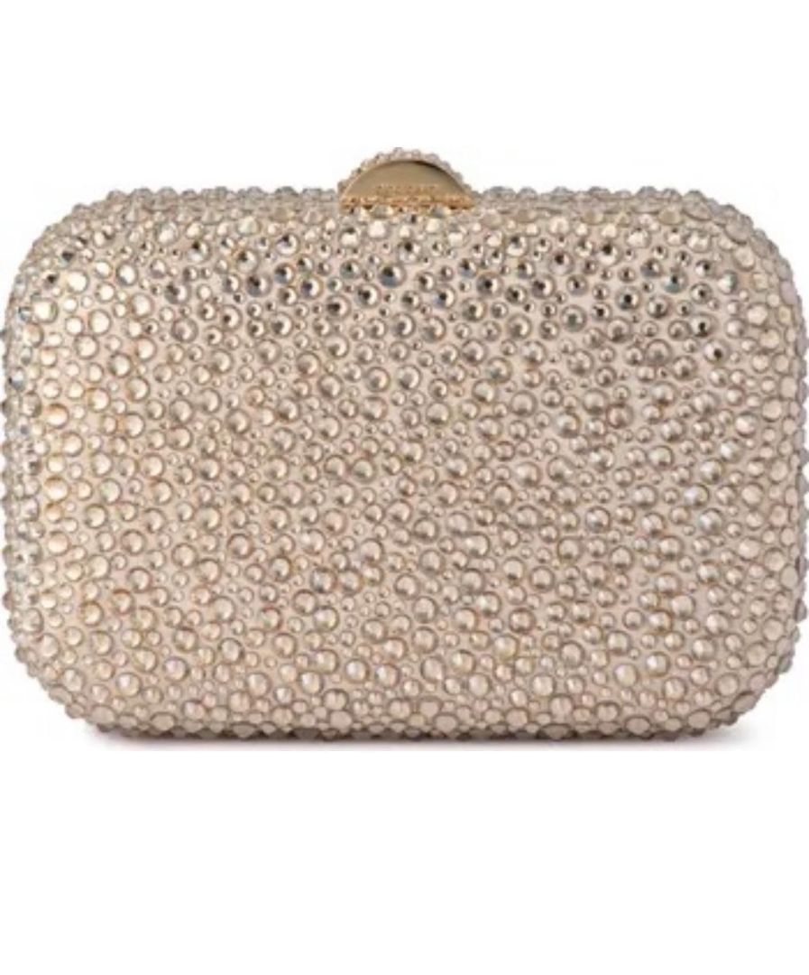 Olga Berg Gold Encrusted Evening Box Clutch