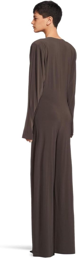 NORMA KAMALI brown long sleeve jumpsuit with shoulder pads