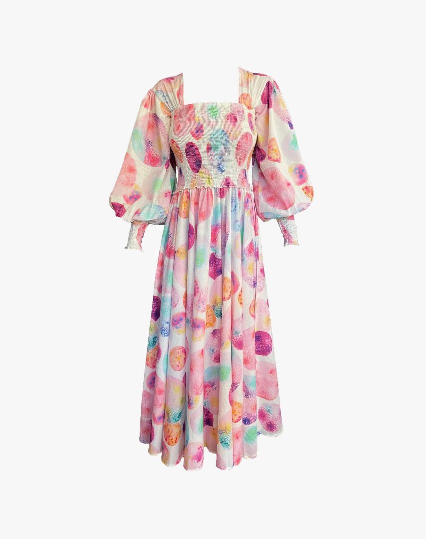 ABACAXI multi colour pastel watercolour summer dress