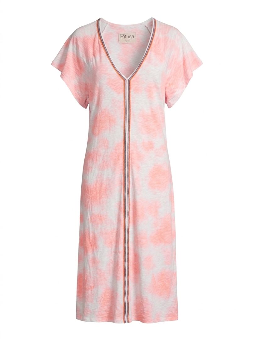 Pitusa pink tie maxi dye dress