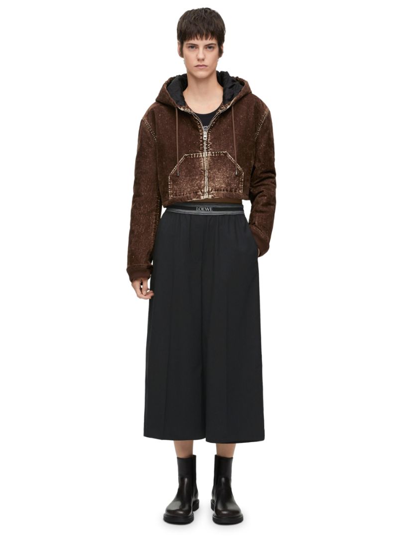 LOEWE black baggy pant with stretch logo waist