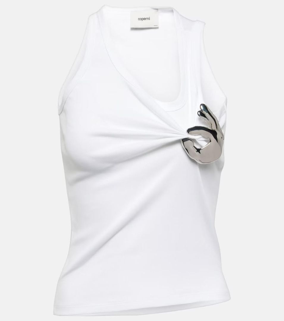 Coperni Emoji Embellished cotton Tank Top