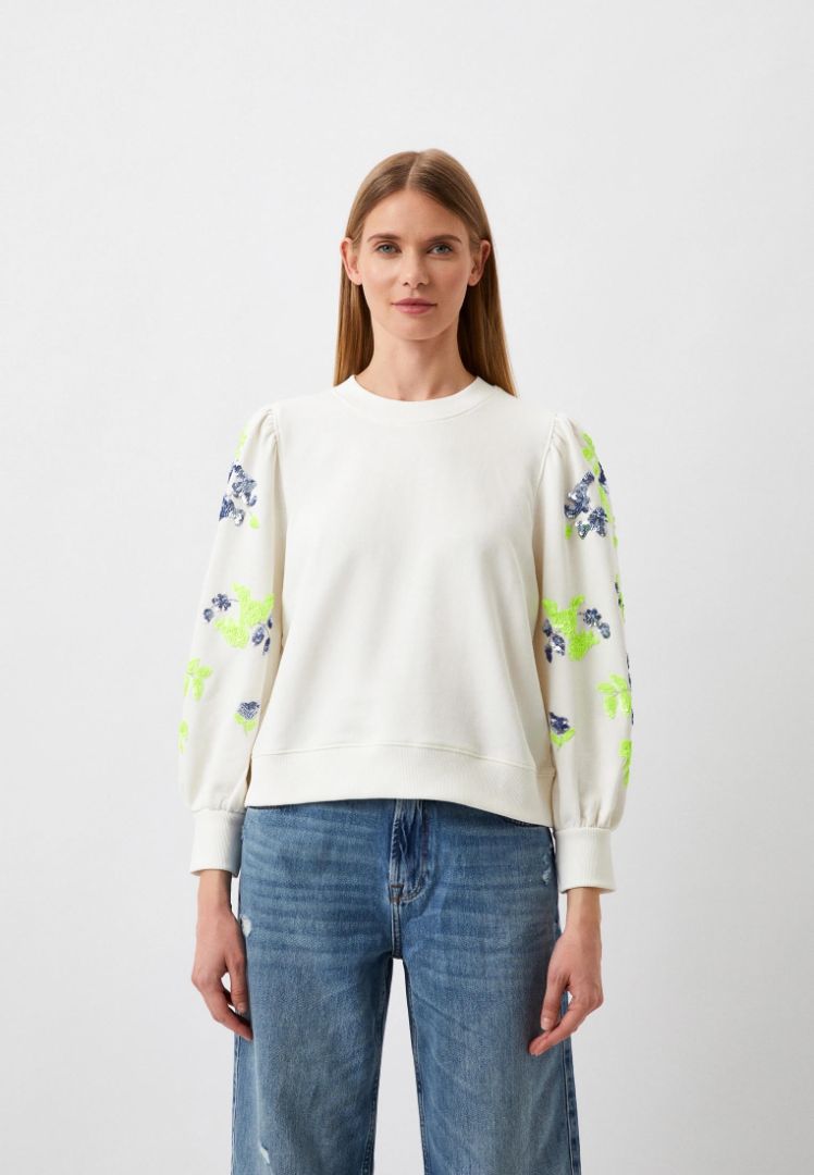 Essential Antwerp White Sequin Sleeve Sweatshirt