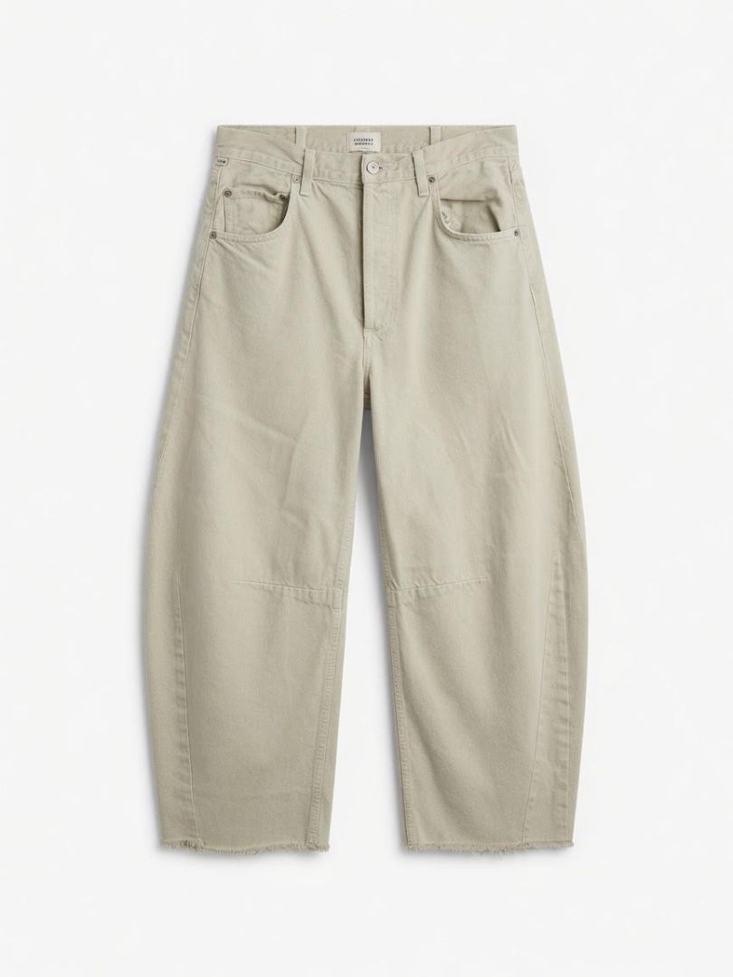 CITIZEN OF HUMANITY 100% cotton very light wash green/teal pants, slight barrel leg