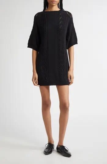 LOULOU DE SAISON oversized knit black short sleeve dress