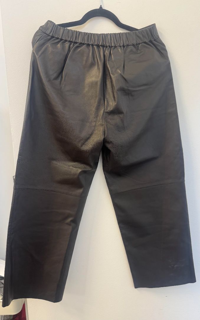 ANTONELLI FIRENZE very dark brown almost black lambskin leather pants