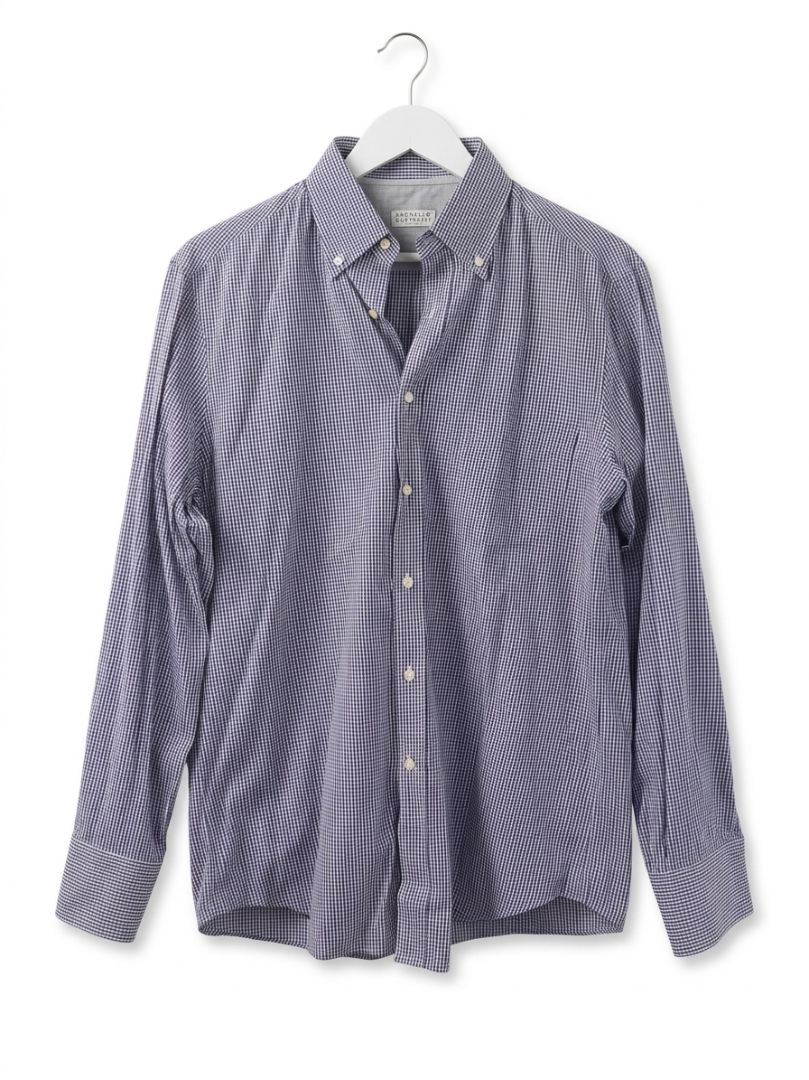 Brunello Cucinelli Purple Micro- Graph Check Dress Shirt (men's)