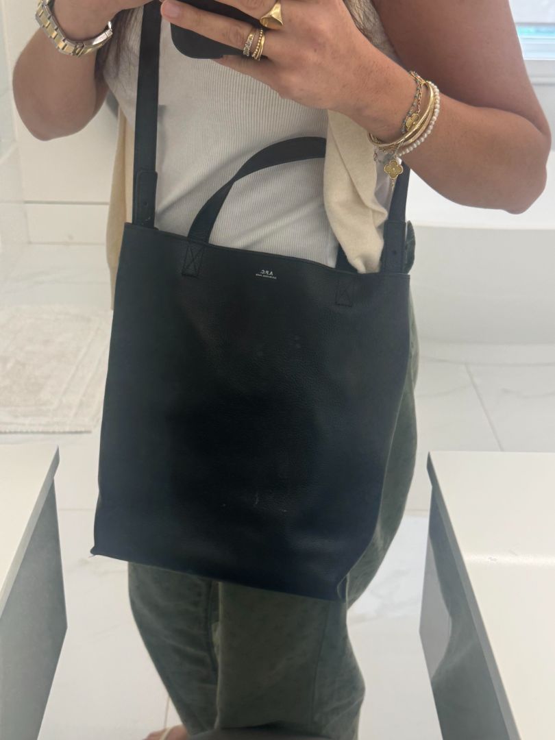APC Black Leather Tote Crossbody Bag