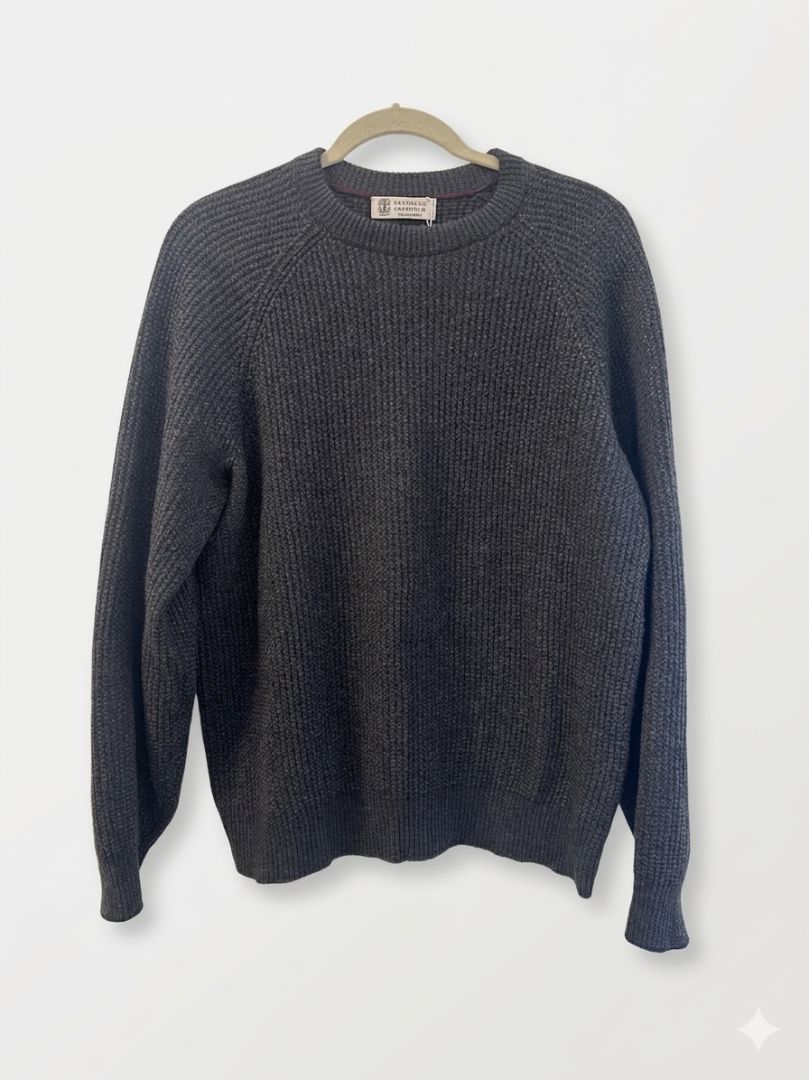 Brunello Cucinelli Navy Cashmere Crew Neck Sweater (men's)