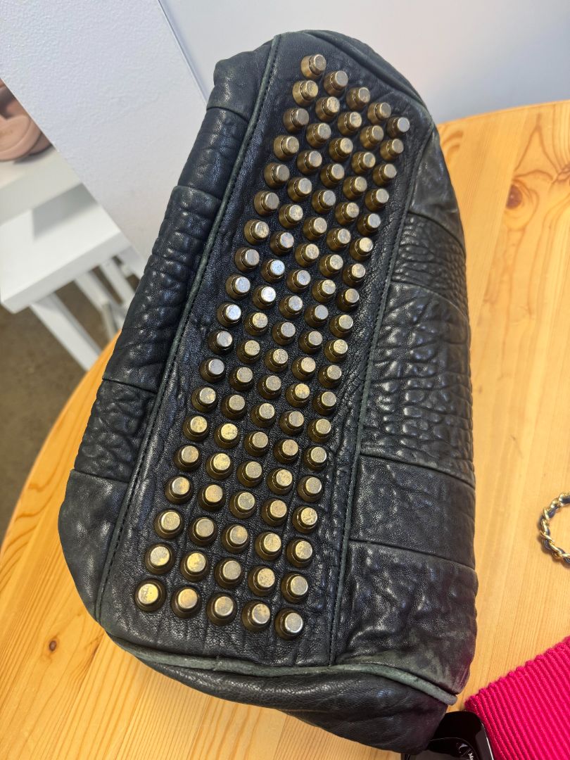 Alexander Wang black pebbled leather duffle bag