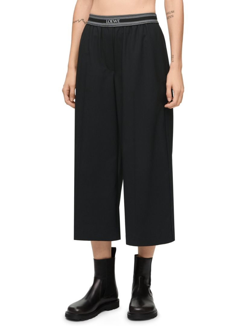 LOEWE black baggy pant with stretch logo waist