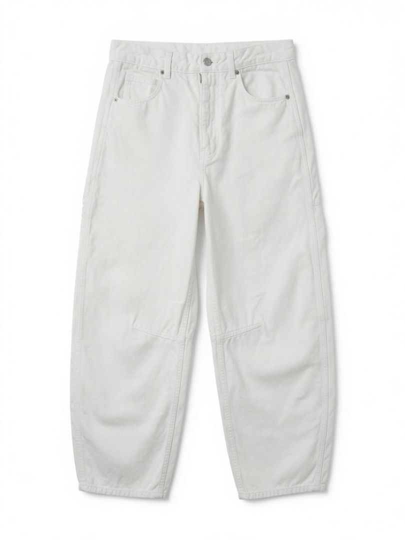 ME+EM wide leg white denim barrel jeans, M