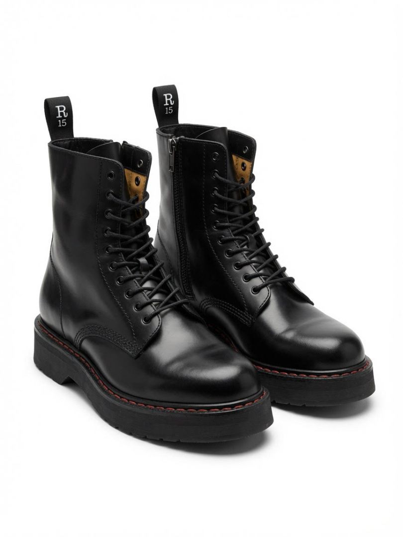 R13 BLACK LEATHER COMBAT BOOTS