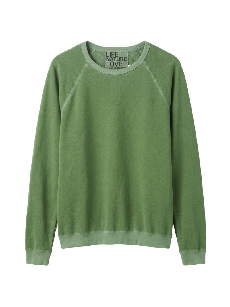 FREECITY bright green long sleeve crew neck faded neck (men's)