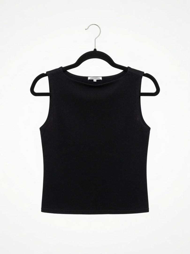 REFORMATION black crew neck cropped sleeveless top