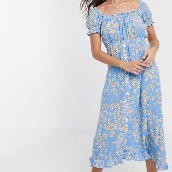 FAITHFUL THE BRAND blue midi length dress