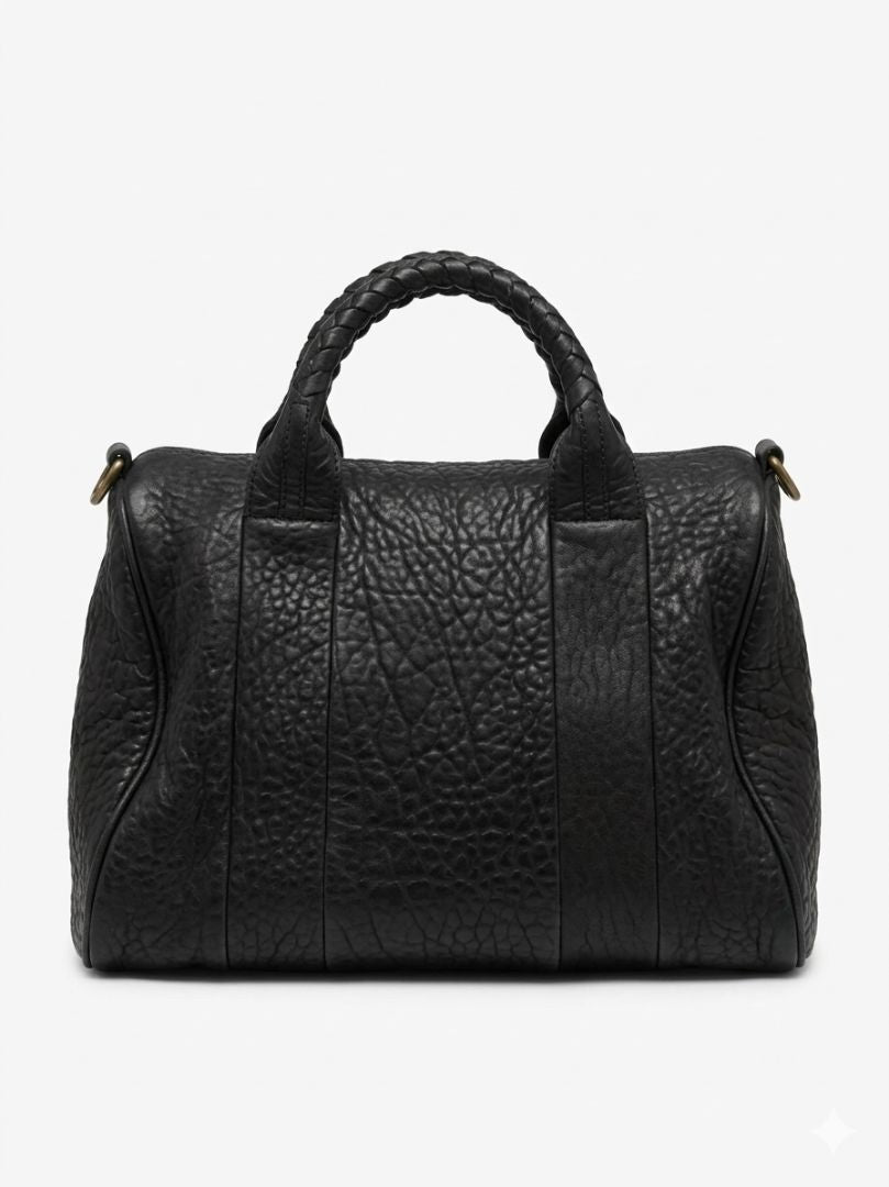 Alexander Wang black pebbled leather duffle bag