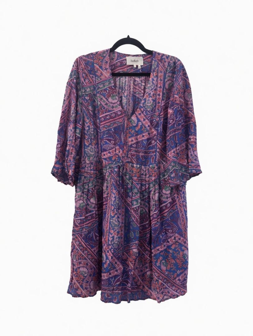 BA&SH purple/blue/orange/green flowy paisley printed dress