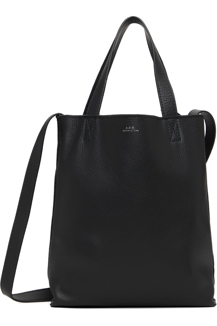 APC Black Leather Tote Crossbody Bag