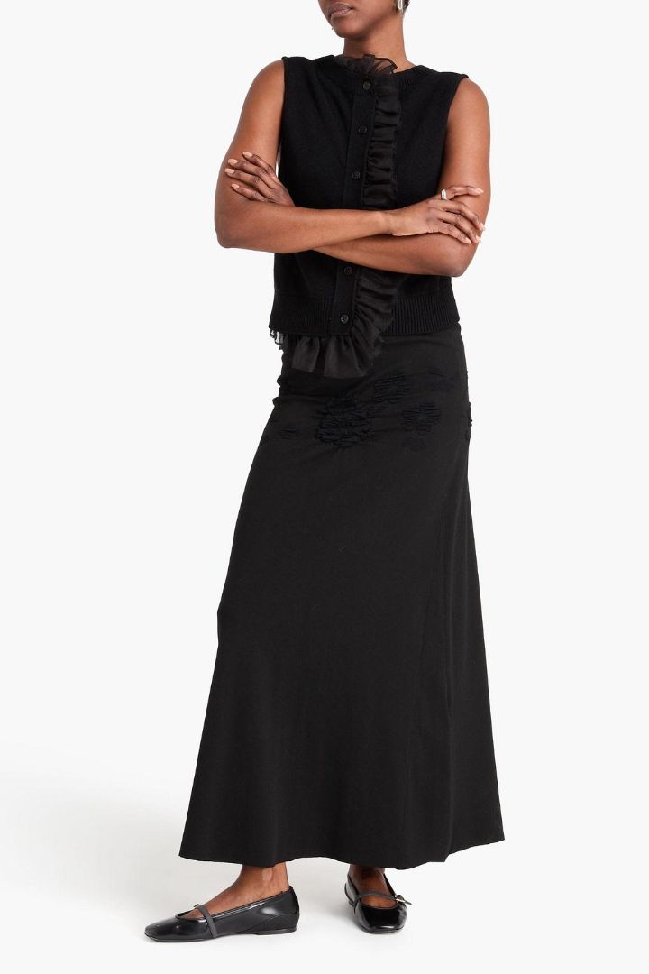 CECILIE BAHNSEN black stretch maxi skirt