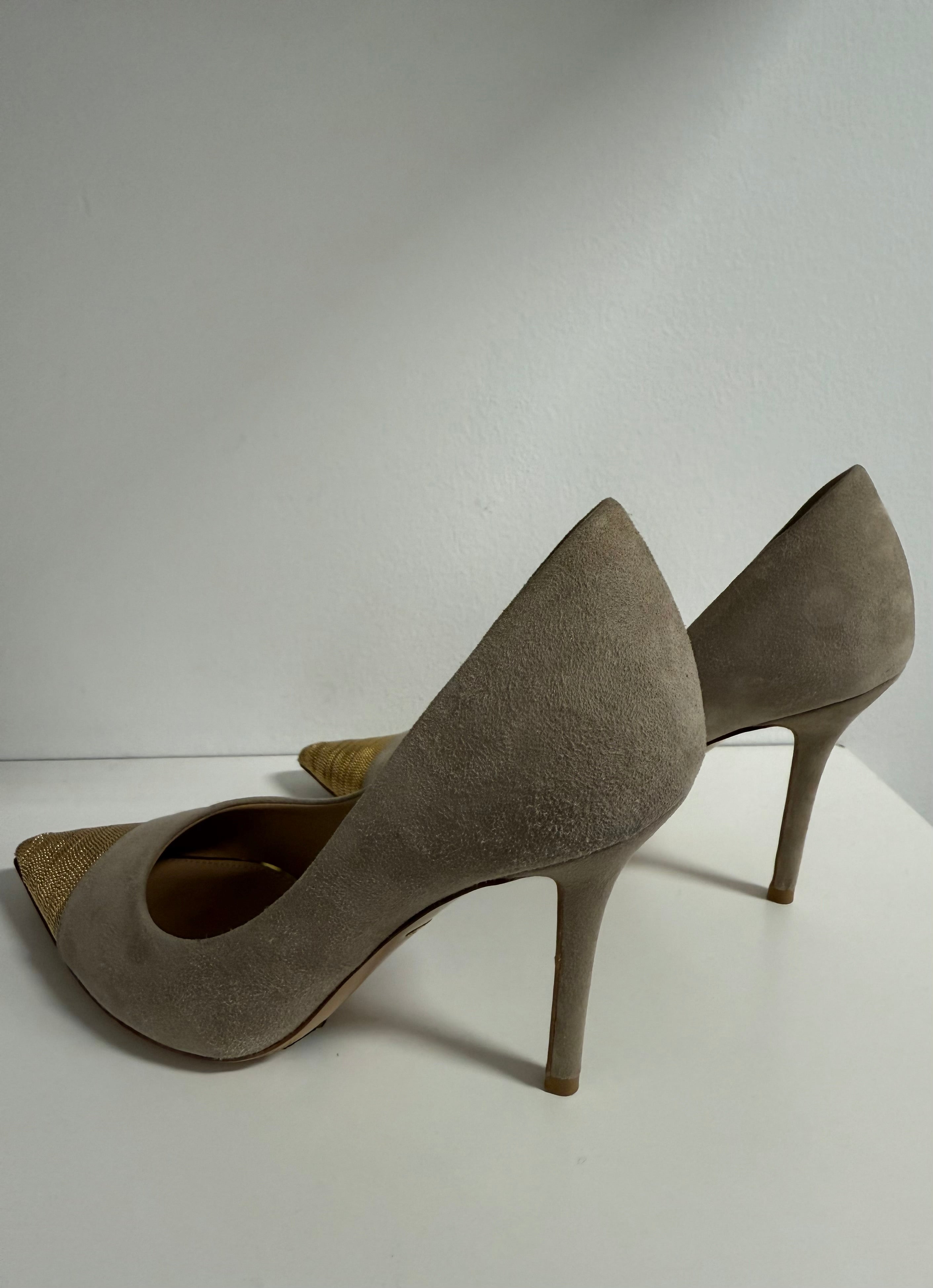 Ferragamo - Suede & METALIC Pumps