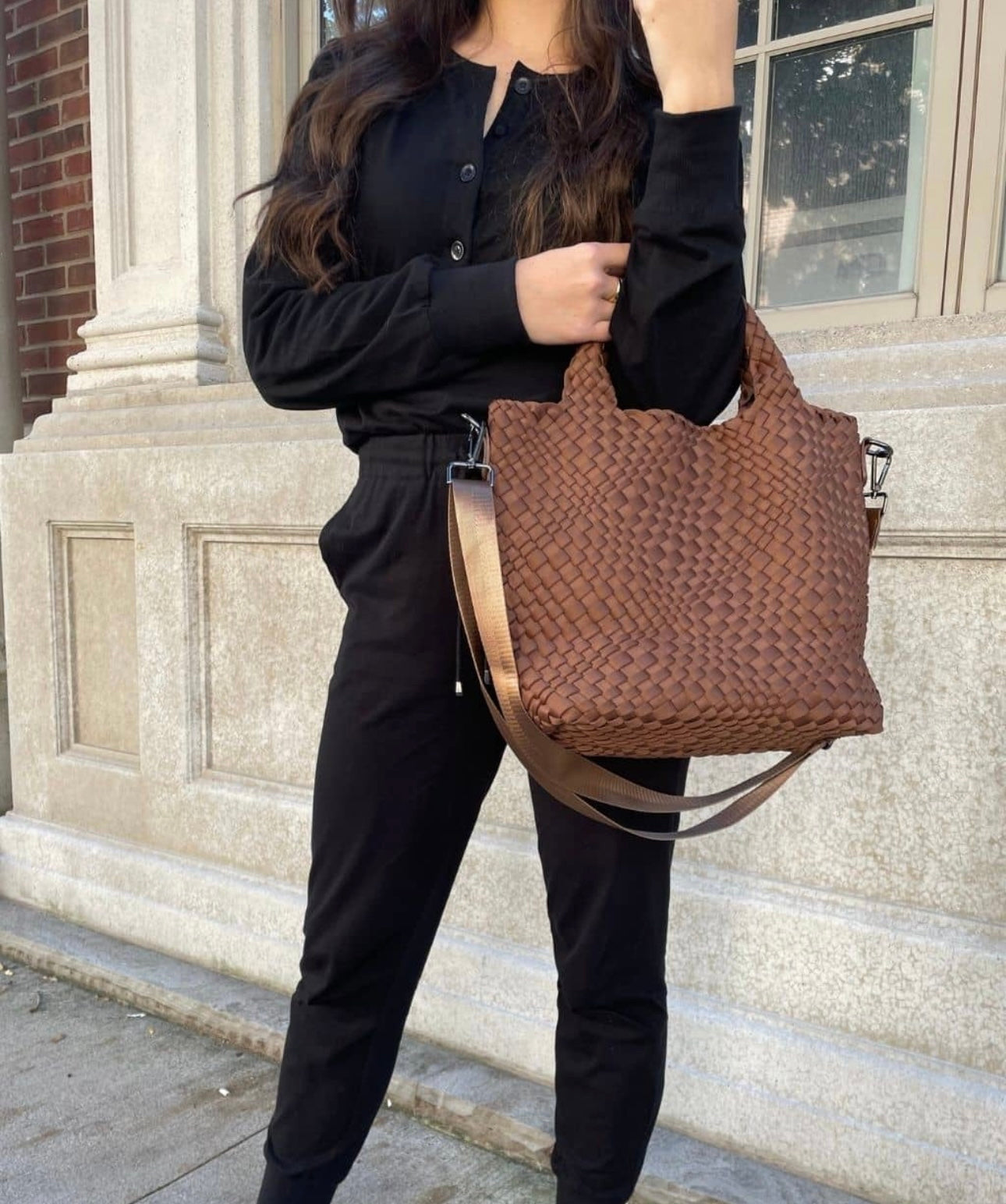 Bag and Bougie - Brown Woven Crossbody