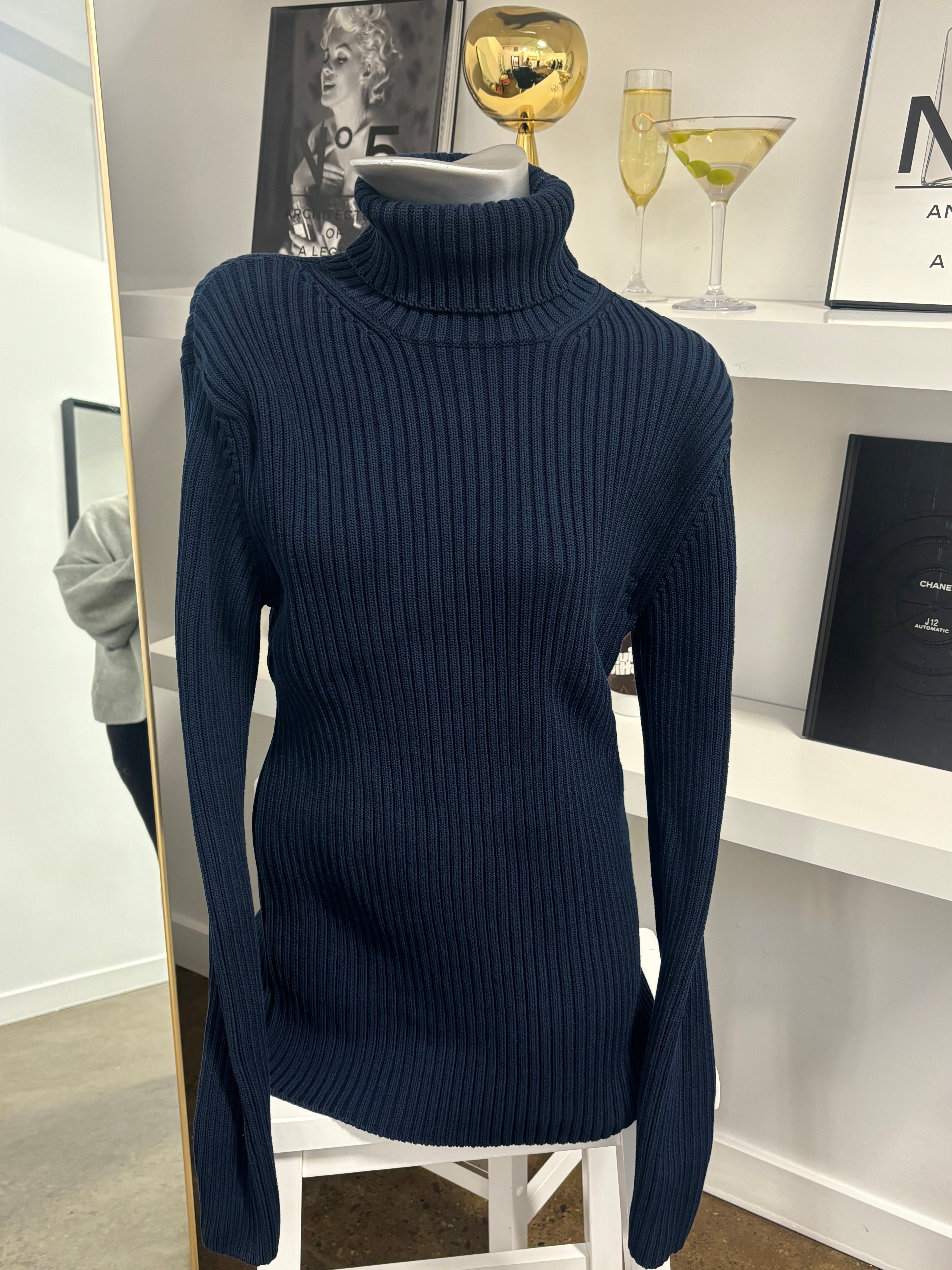 Bottega Veneta Navy Men's Knit Turtleneck