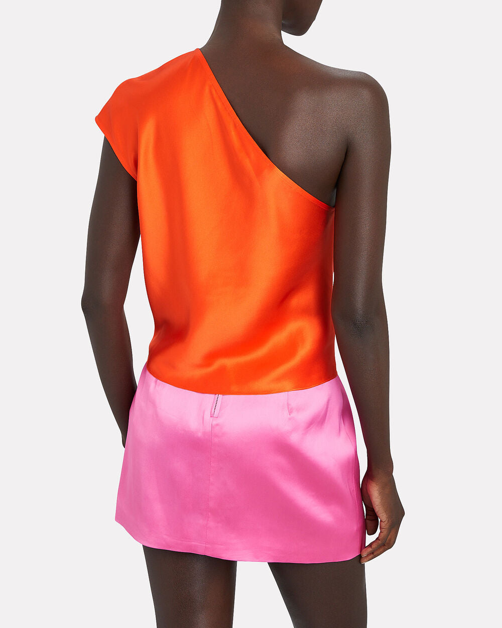 MICHELLE MASON neon orange silk top