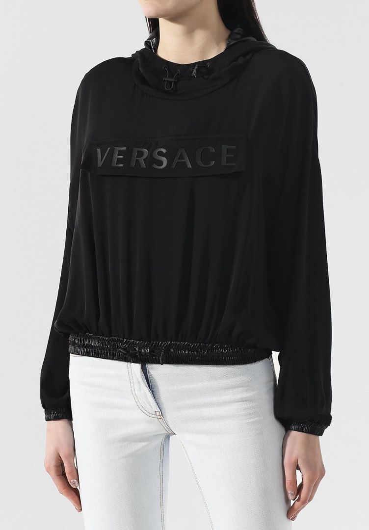 Versace Silk Pullover Logo Hoodie Jacket
