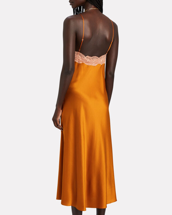 JONATHAN SIMKHAI Blair Lace-Trimmed Silk Slip Dress