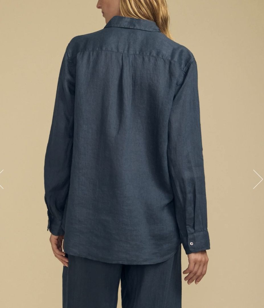 Velvet by Jenny Graham Navy Linen Button Down
