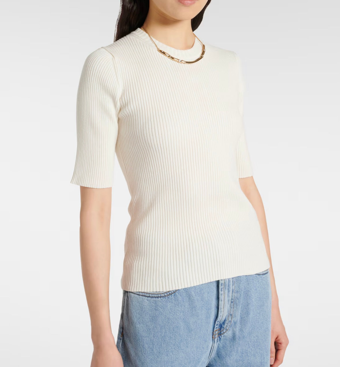 Róhe ivory ribbed cotton blend tshirt