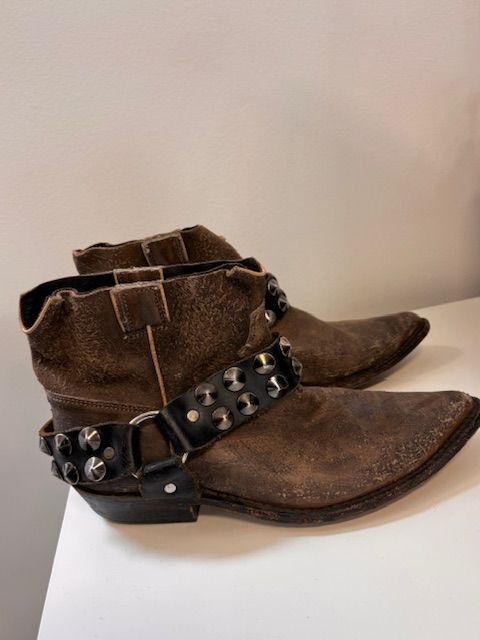 Golden Goose Distressed Studded Harness Ankle Boots