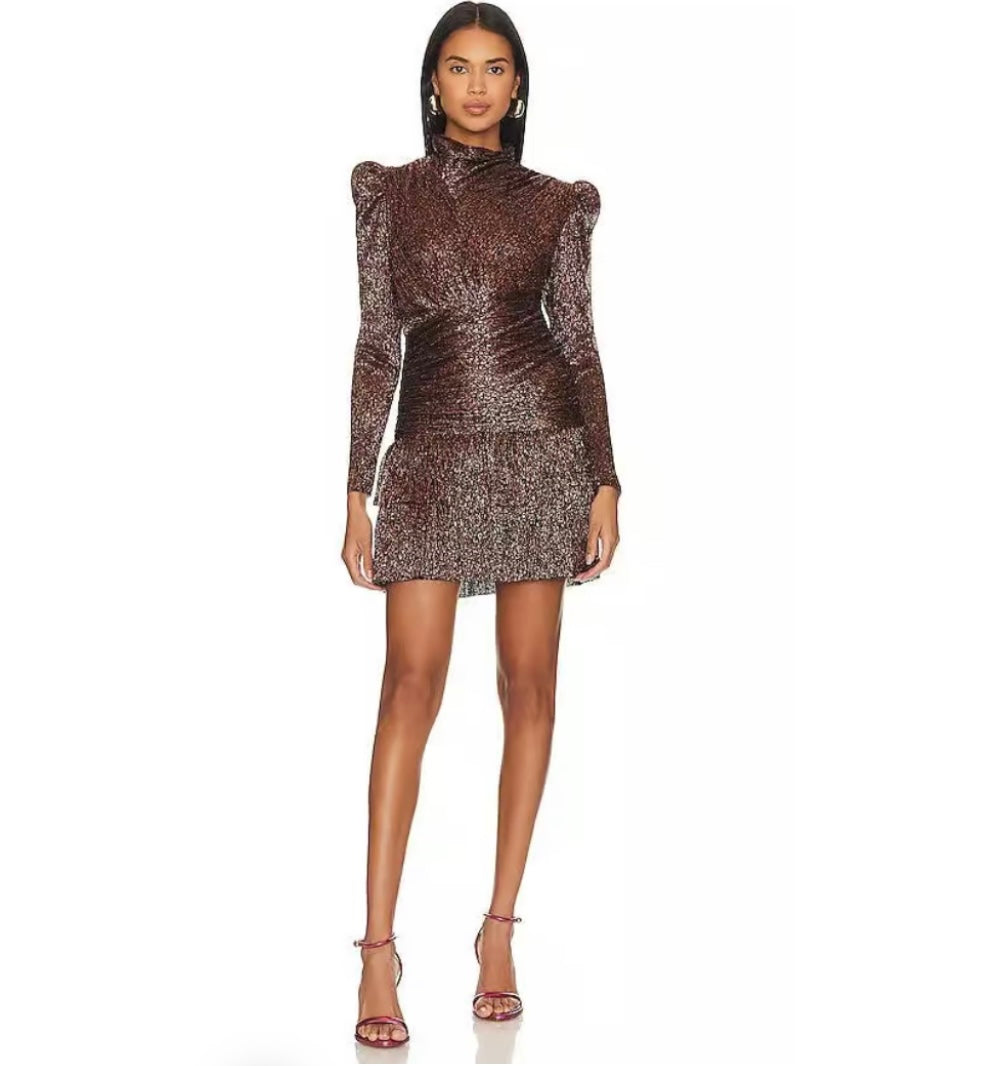 SABINA MUSAYEV 
Brenda Dress In Metallic Bronze