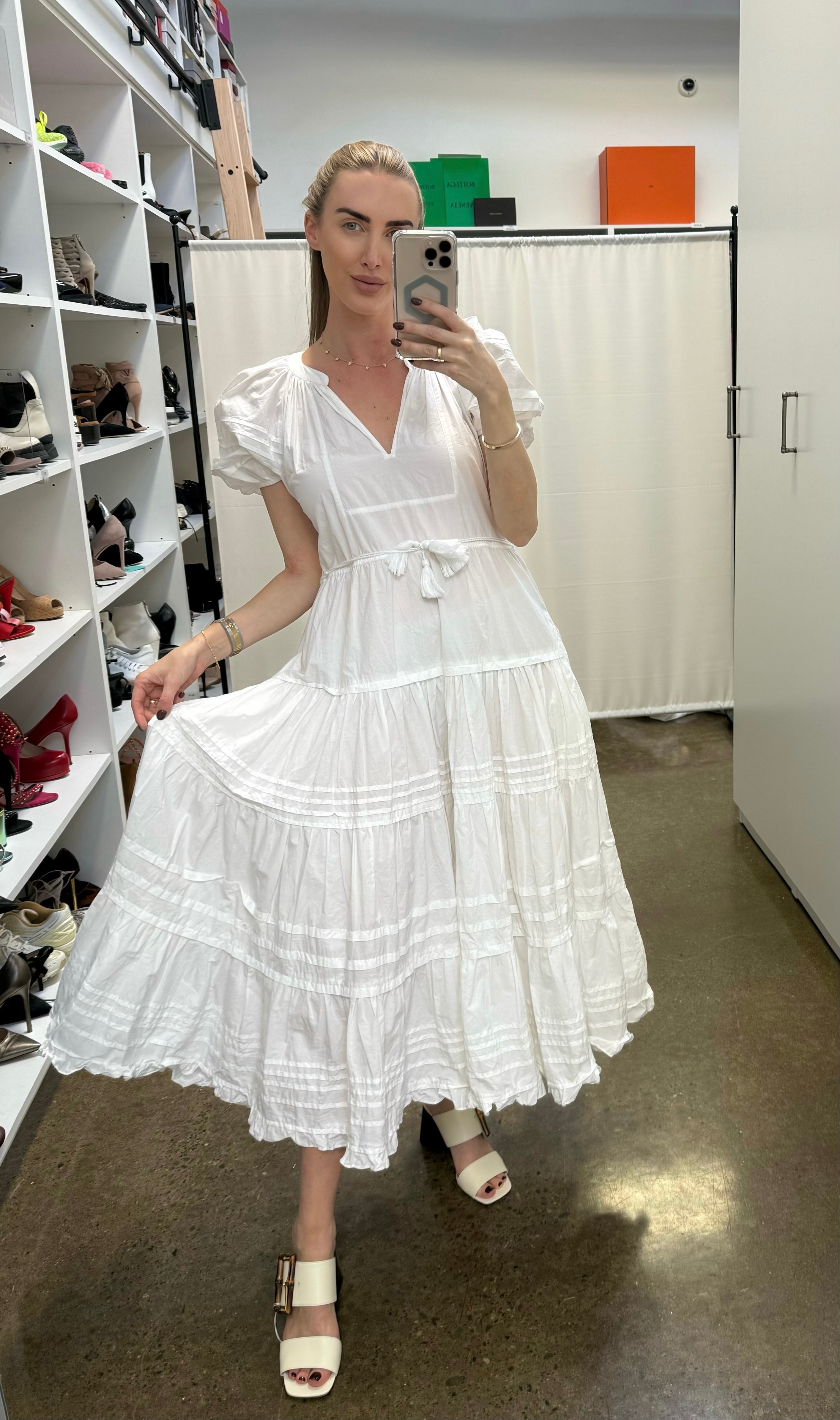 Ulla Johnson - White Puff-sleeve midi dress