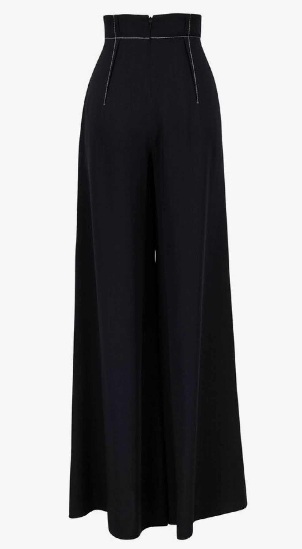 CUSHNIE
Black High-Waist Top Stitch Wide Leg Pant