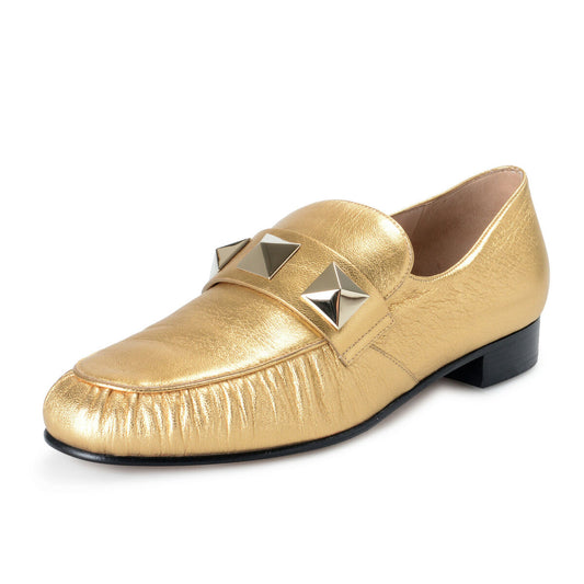 VALENTINO gold rockstud loafers