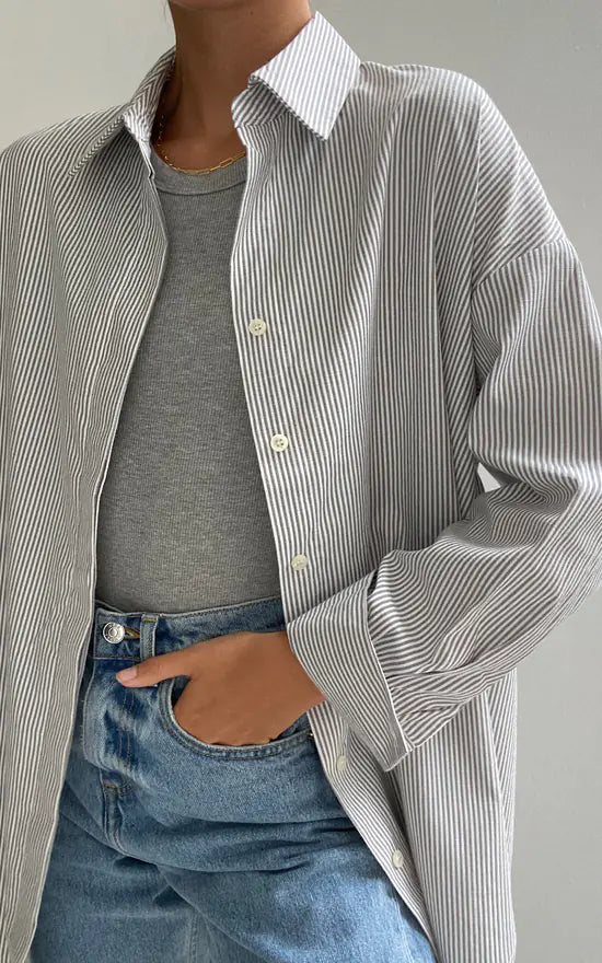 CHARLI tila blouse in grey stripe