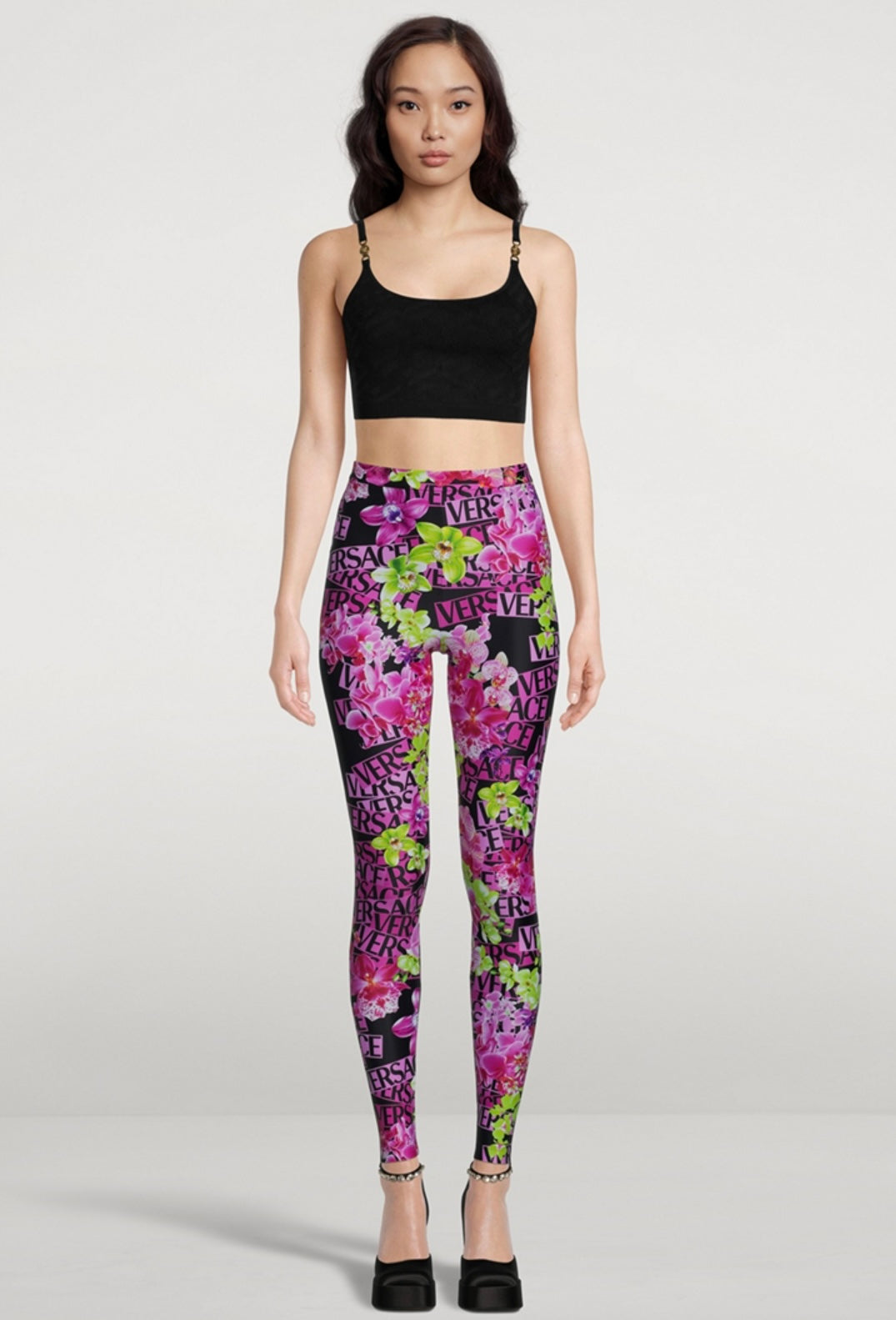 Versace Leggings in Logo Orchard Print