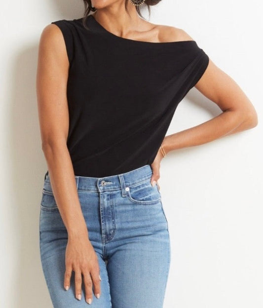 Norma Kamali Black Drop Shoulder Top