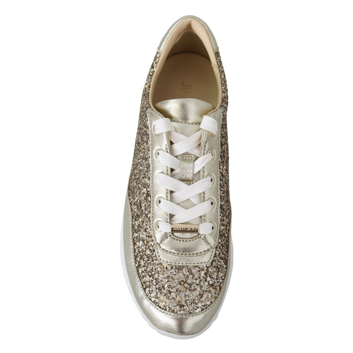 JIMMY CHOO gold glitter sneakers