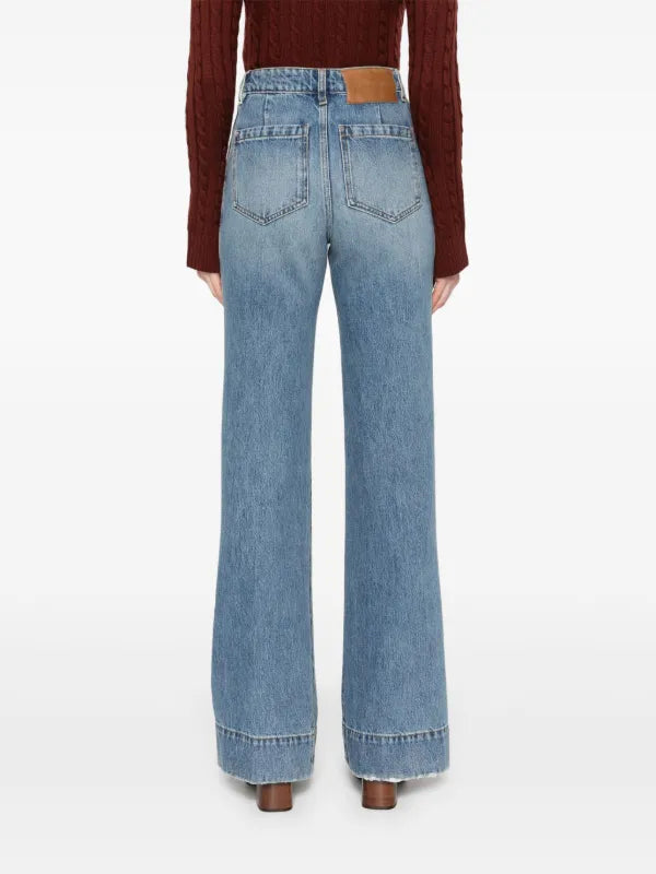 VICTORIA BECKHAM Alina high rise wide leg blue jeans