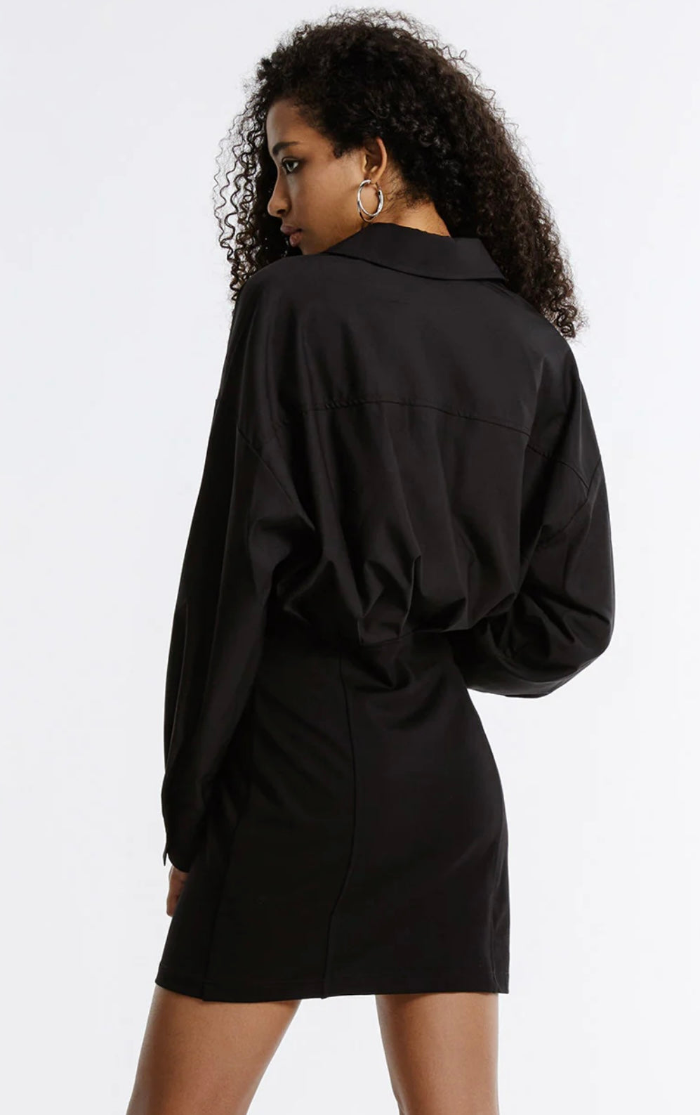 URBAN REVIVO - GATHERED WAIST SHIRT DRESS