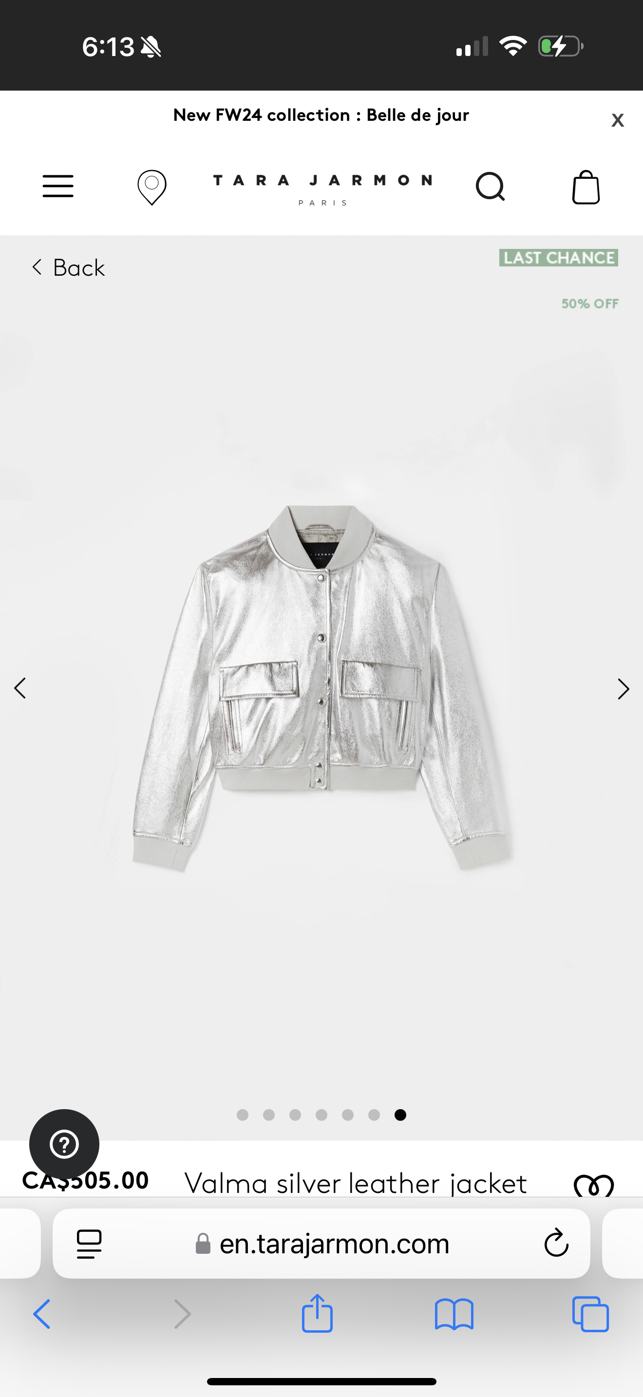 Tara JARMON Paris - Valma silver
 leather jacket