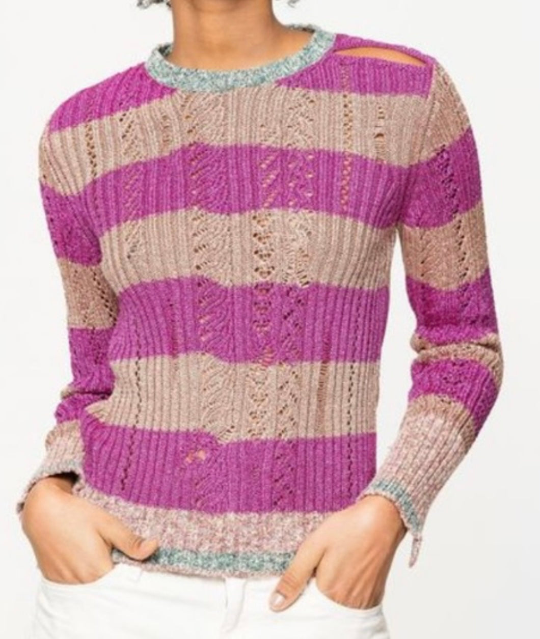 Zadig & Voltaire - Striped Metallic Crewneck Sweater