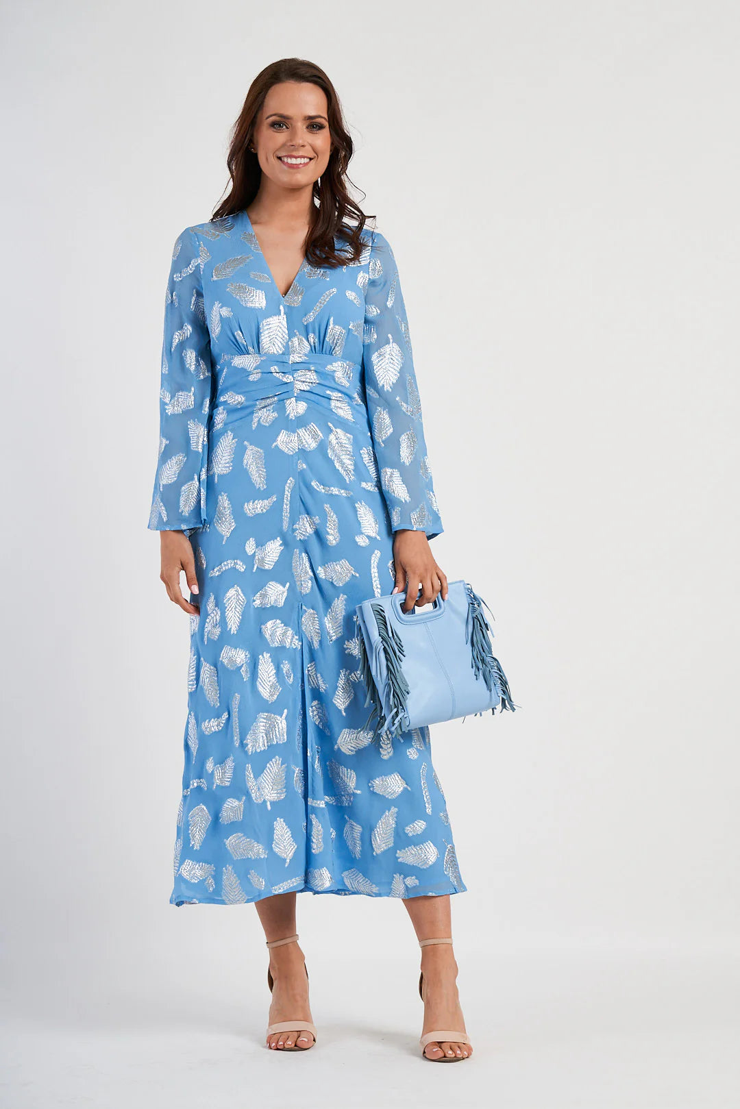 RIXO blue printed dress