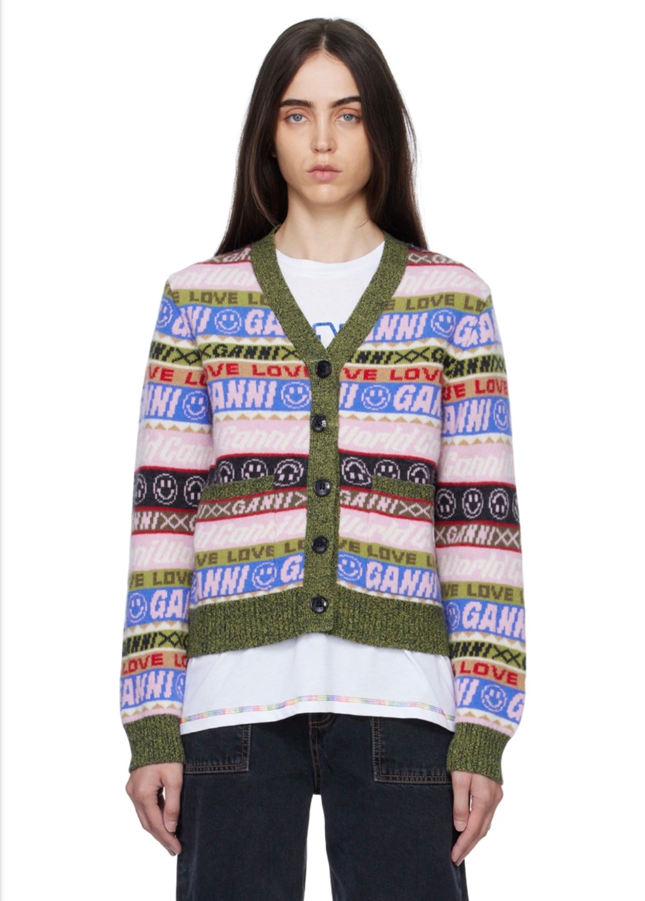 GANNI Multicolor Jacquard Cardigan